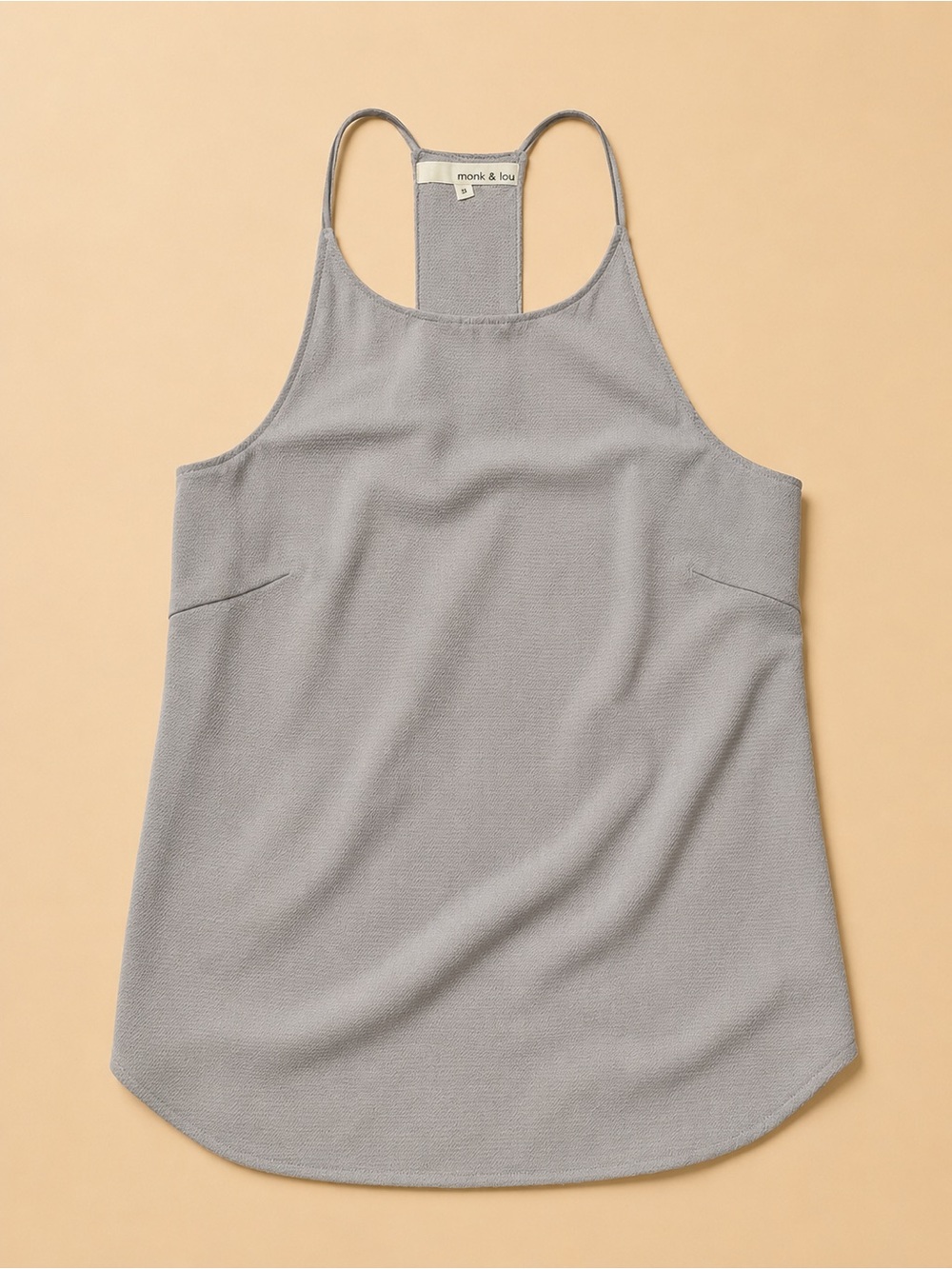 Monk & Lou Textured Racerback Tank – Soft Grey - Size XS